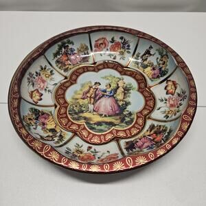 VTG 1971 Daher Ware England Tin Tray Bowl Floral Courting Couple Floral 10"
